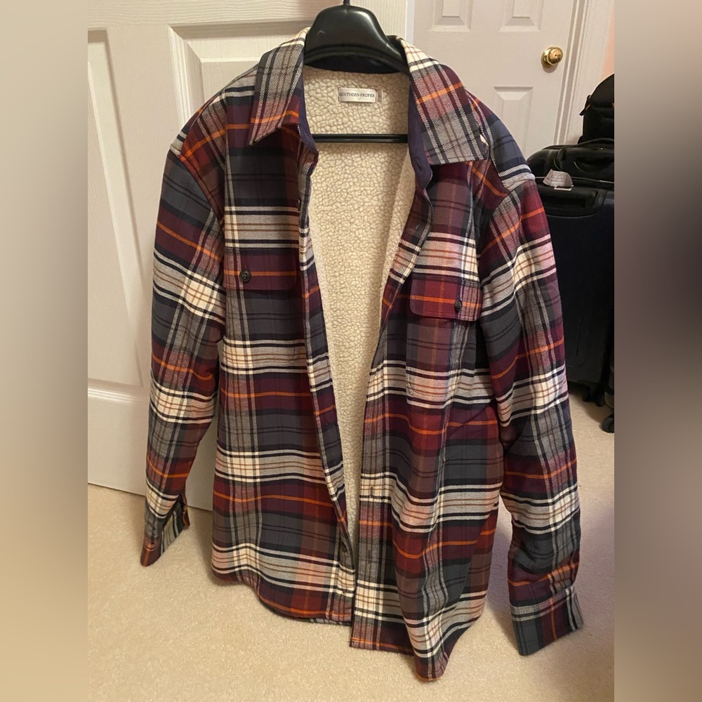 Men’s Sherpa fleece lined shirt jacket southern proper size large